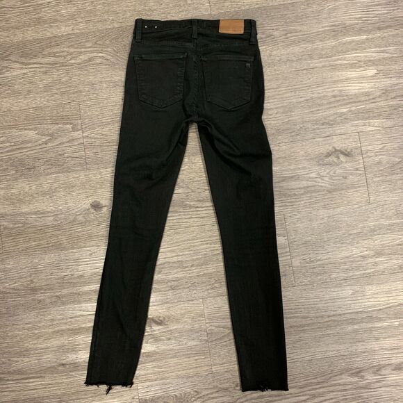 Madewell 9" Mid Rise Skinny Jeans Women 24 x 28 Tall ISKO Stay Black Raw Hem - Picture 4 of 12